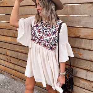 floral embroidered flowy dress